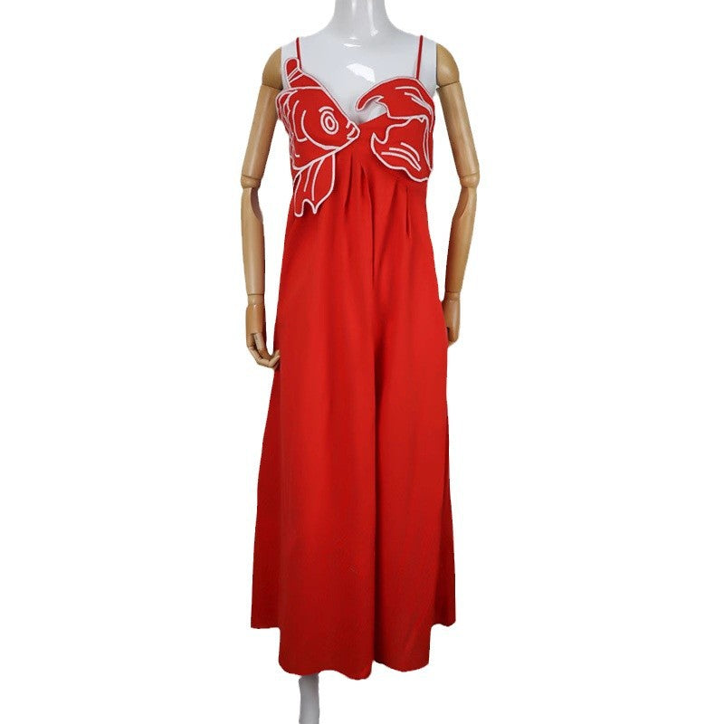 Personalized Red Fish-shaped Tube Dress Strap Dresses