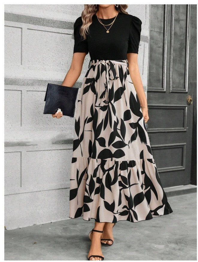Women's Wear Floral Printed Round Neck Dress Exotic Dresses