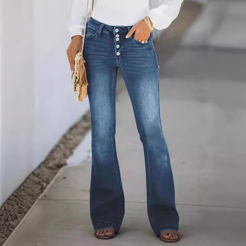 Women's Durable Retro High Waist Washed Jeans