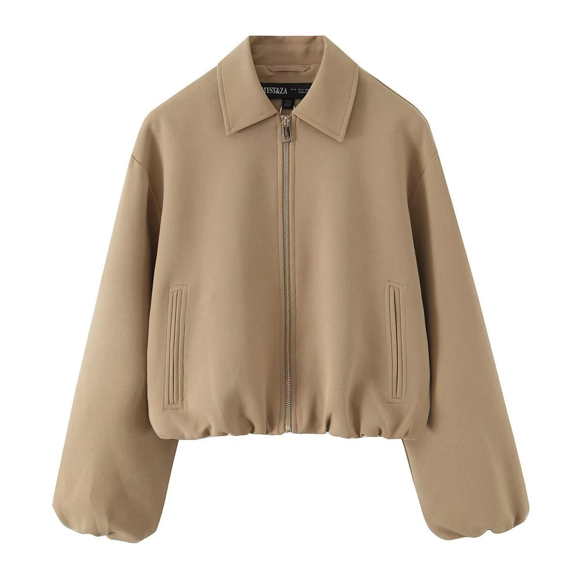 Women's Fashion Casual Polo Collar Zipper Puffy Coats