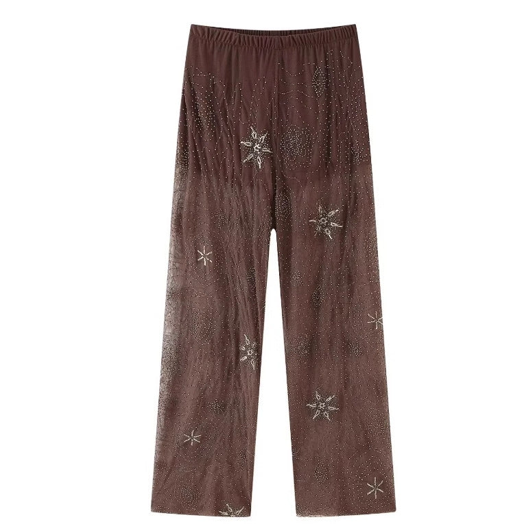 Women's Fashion Personality Sequin Embroidery Light Diamond Pants