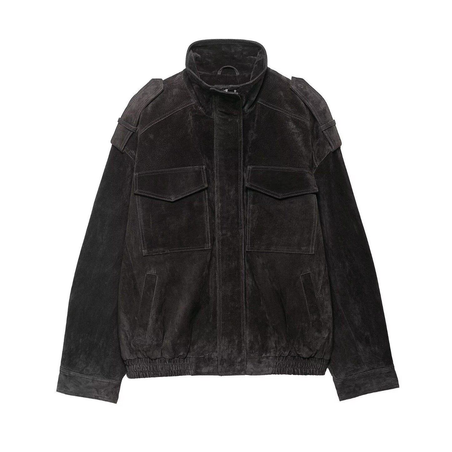 Women's Street Fashion Suede Texture Imitation Leather Jackets