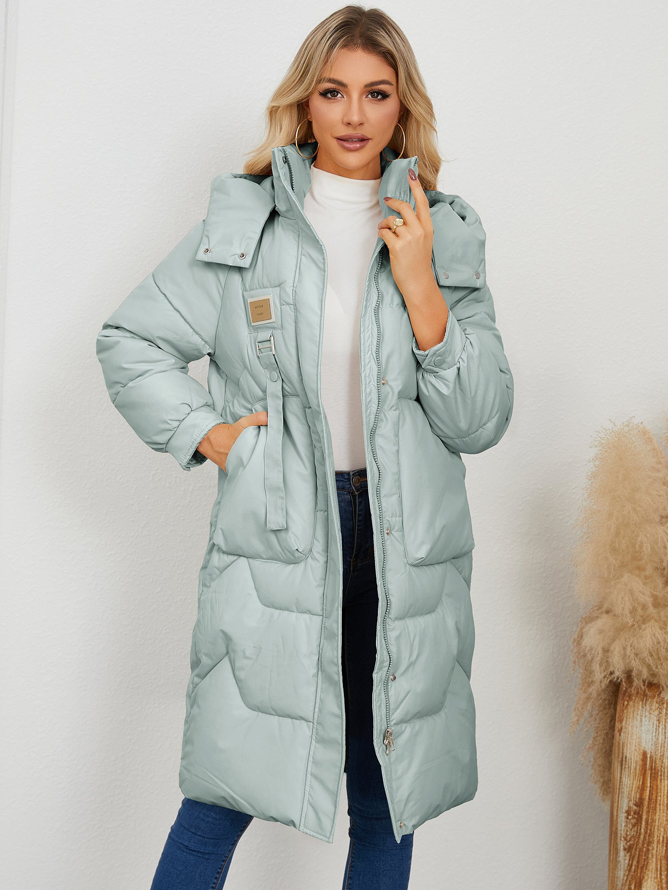Women's Wadded Thickened Long Sleeve Warm Hat Coats
