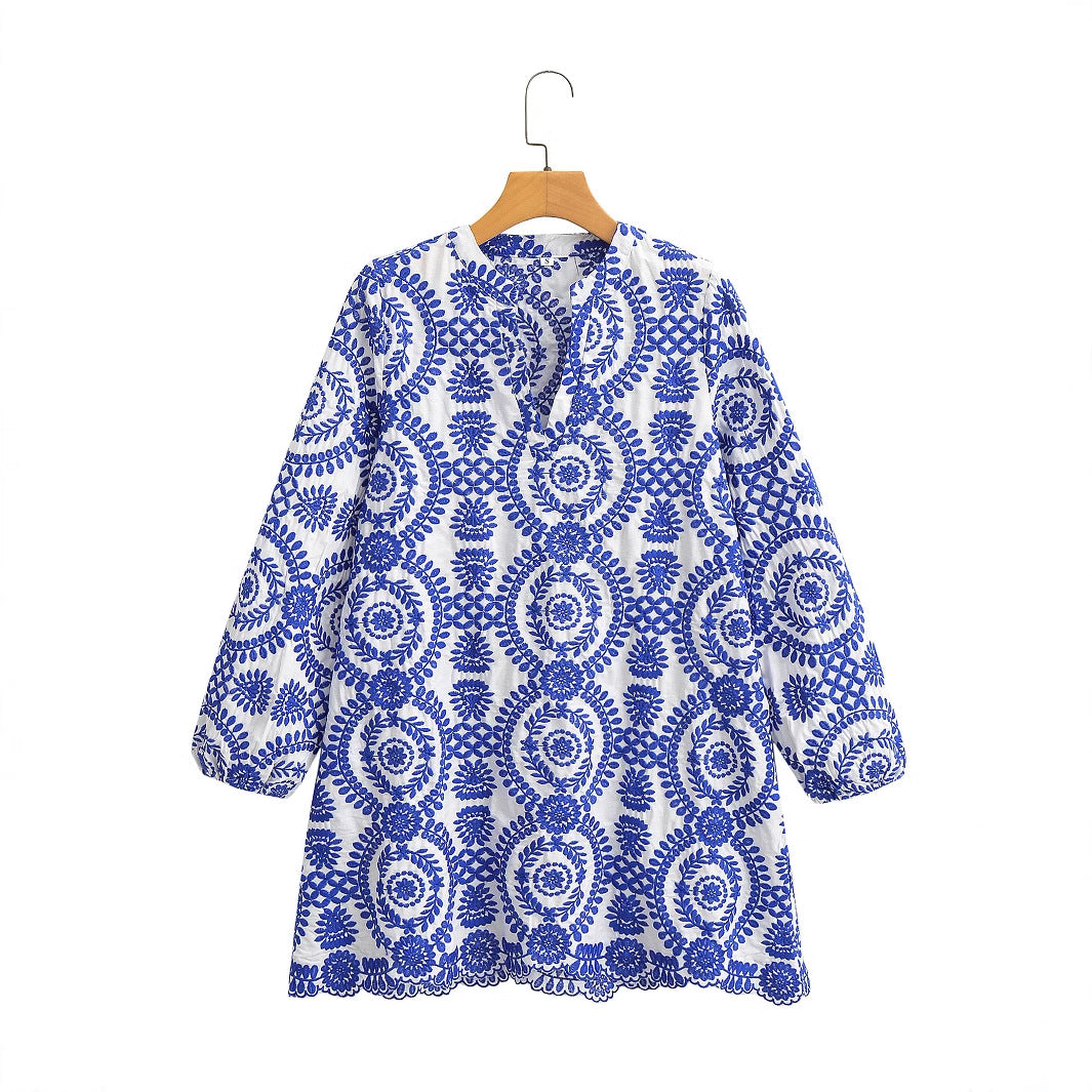 Women's Long Sleeve Loose Embroidery Dress Dresses