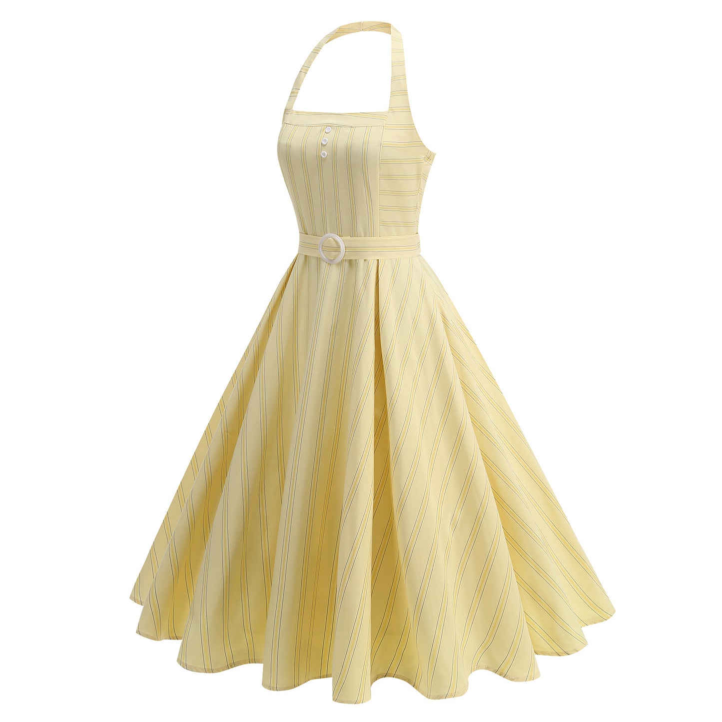 Women's Hepburn Style Striped Slim Fit Two-way Elegant Backless Sexy Dresses