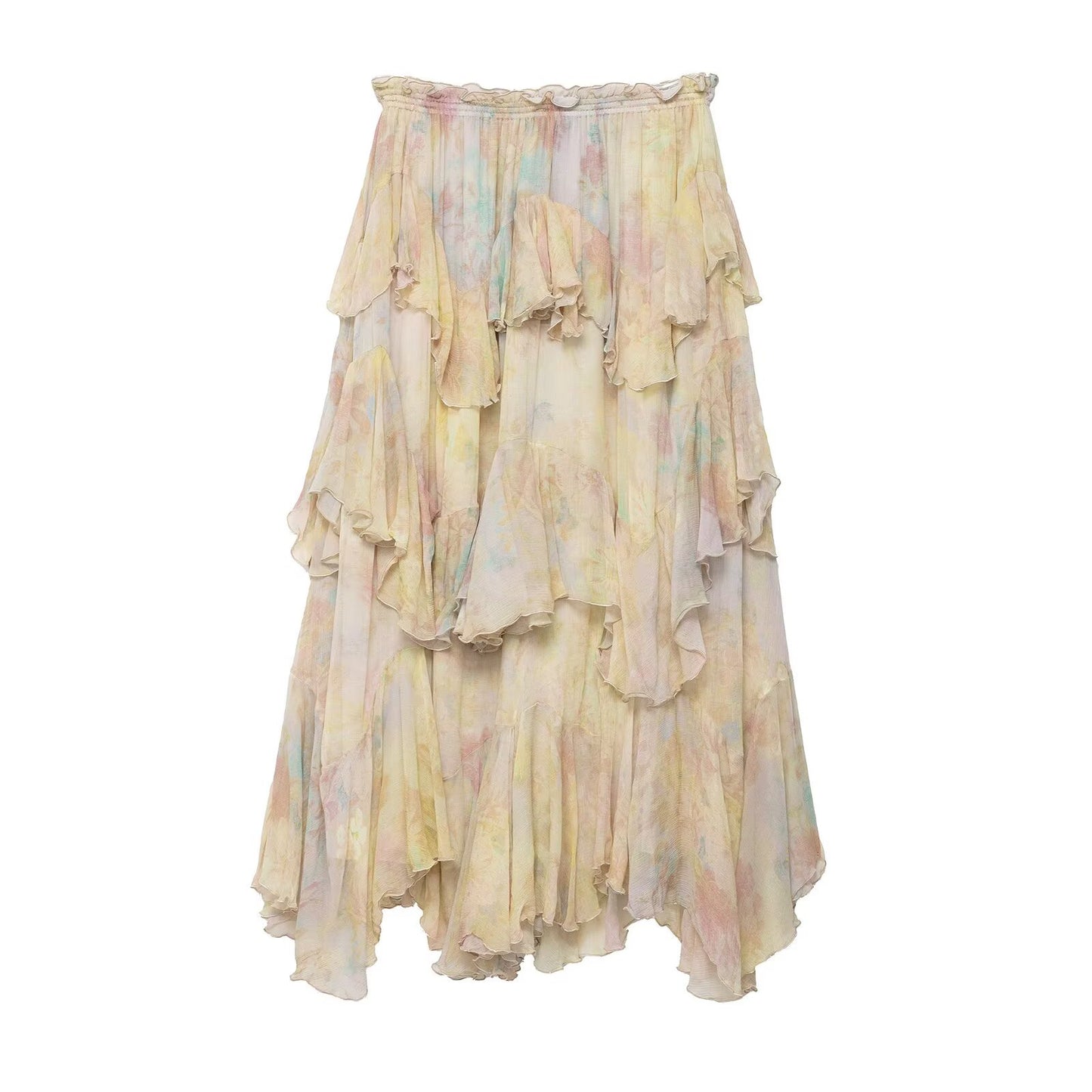 Women's French Retro Patchwork Printed Laminated Decoration Skirts
