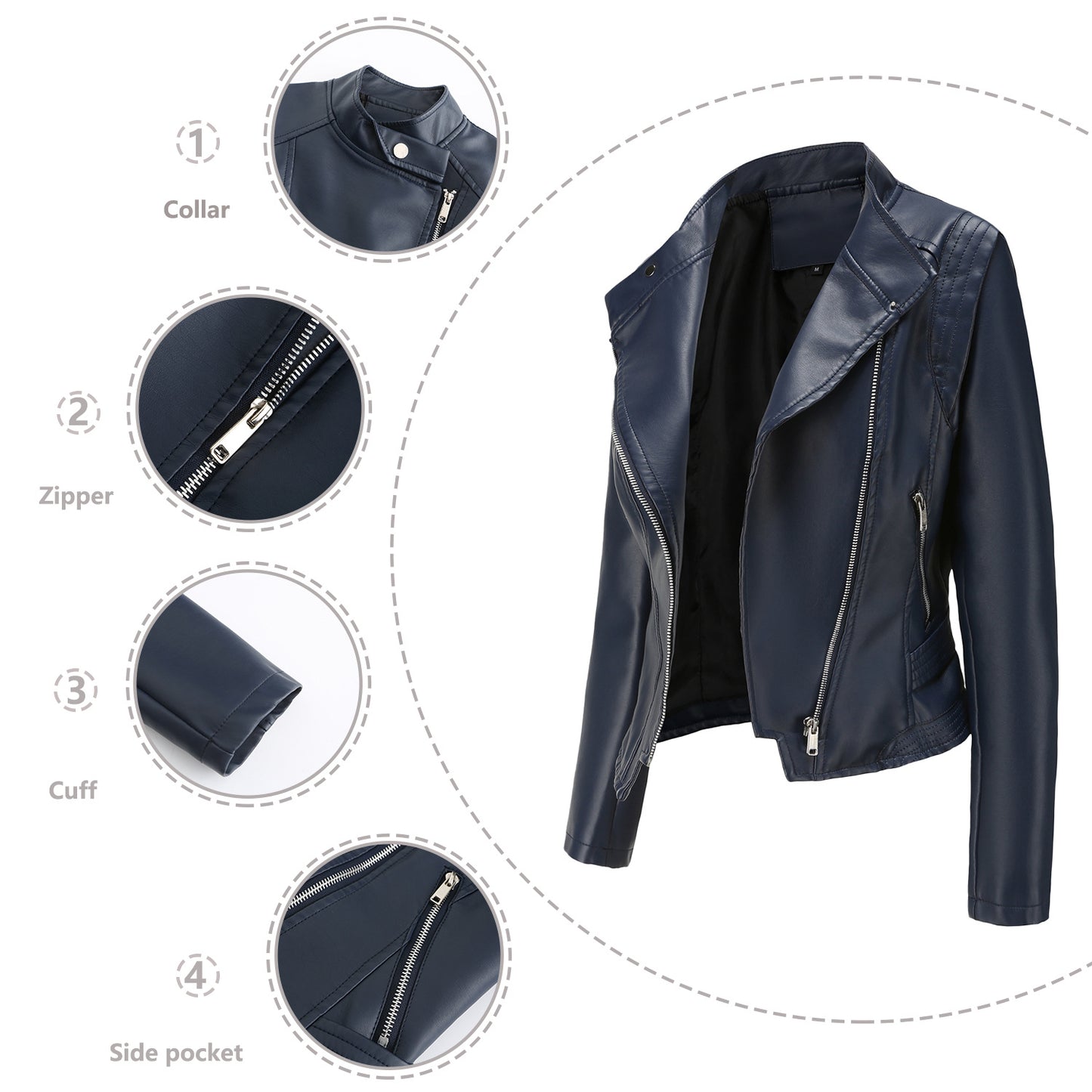Women's Lapel Leather Thin Long Sleeve Jackets