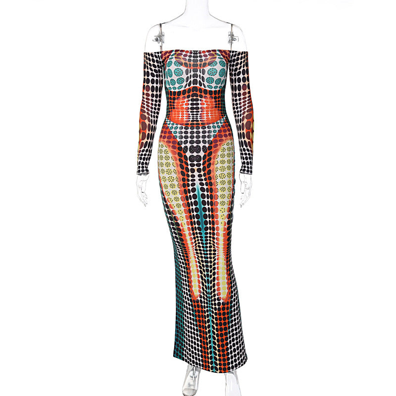 Women's Featured Fake Stitching Long Sleeve Slim Dresses