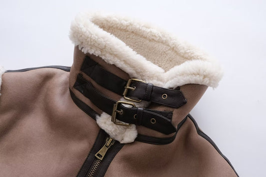 Women's Autumn Fashionable Camel Motorcycle Fur Vests