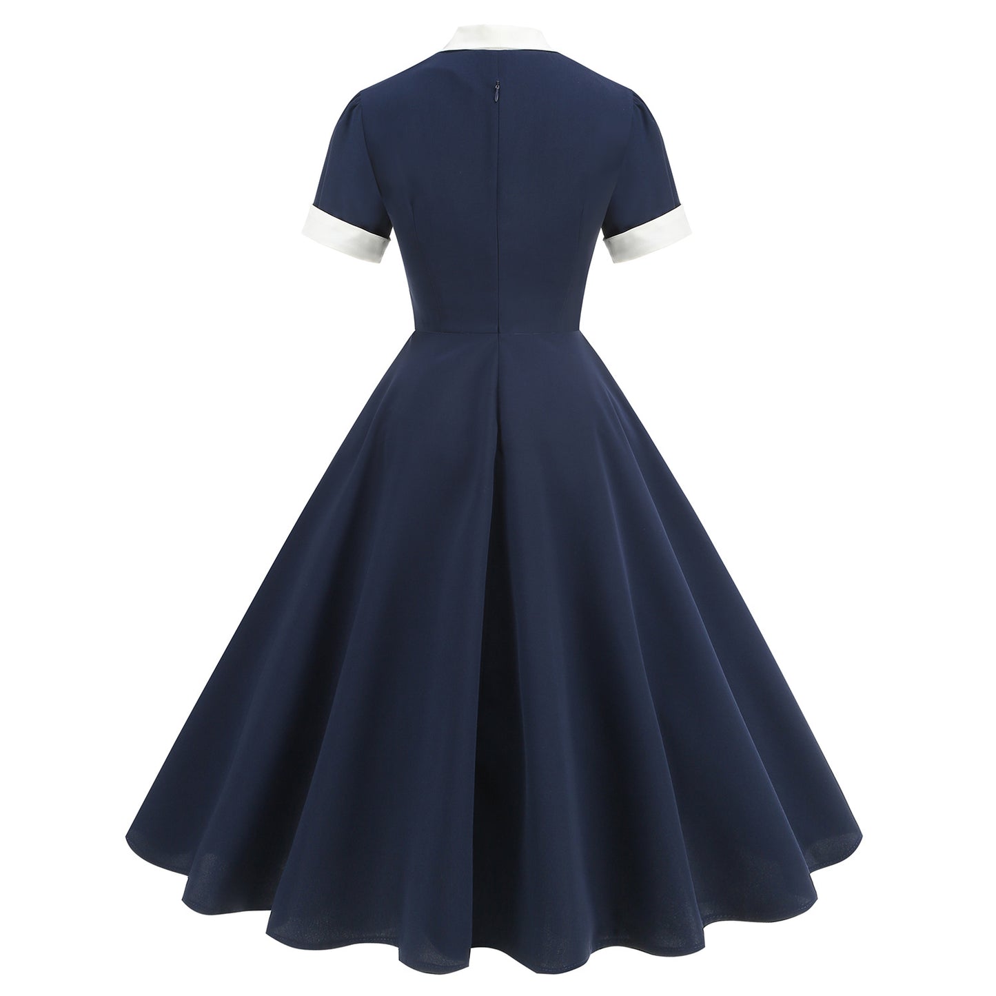 Contrast Color Minimalist White Collar Commuter Ethereal Dress