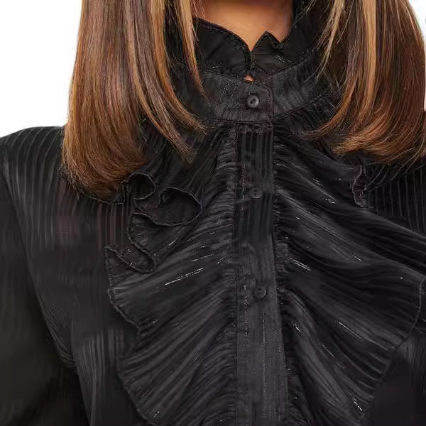Women's Summer Ruffled Flared Sleeve Pleated Long Blouses