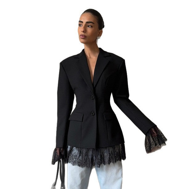 Women's Black Small Business Autumn Easy Matching Coats