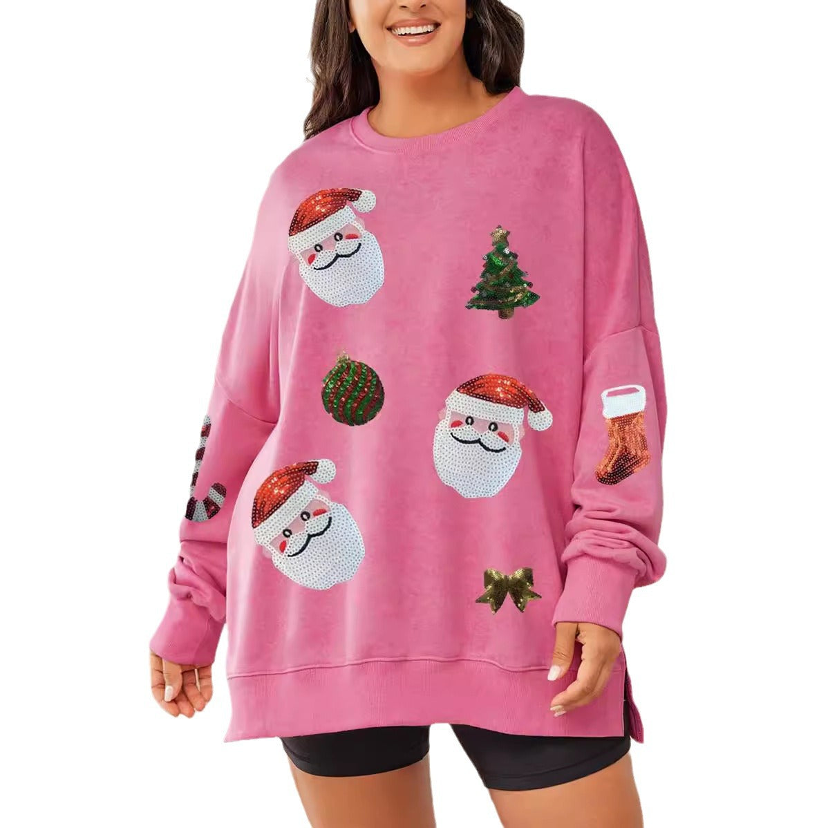 Women's Christmas Sequins Loose Casual Long Sleeves Sweaters