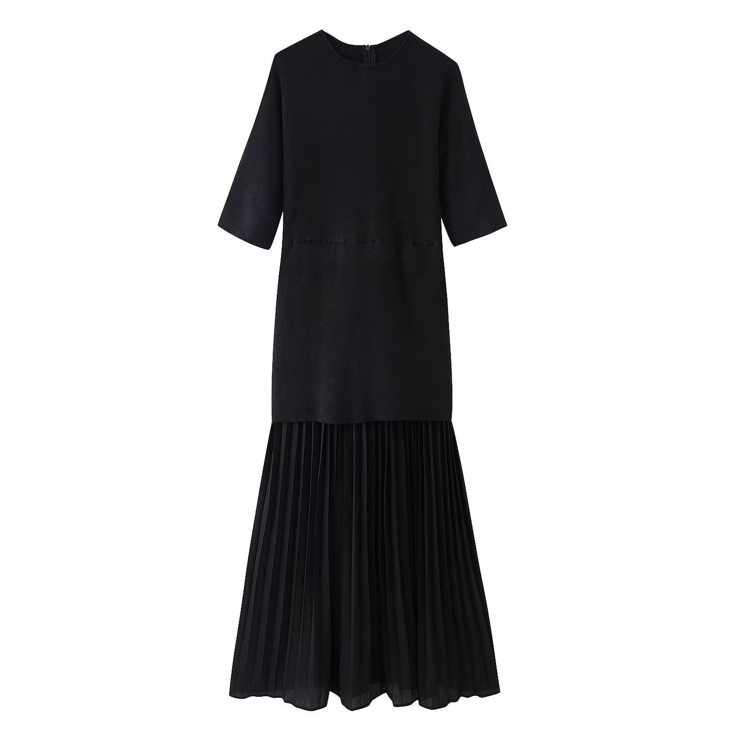 Women's Fashion Wear Knitted Small Pleated Stitching Dresses