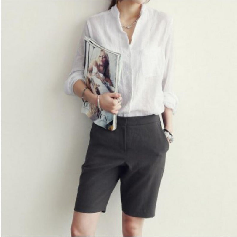 Women's Linen Shirt Long Sleeve Loose Thin Blouses