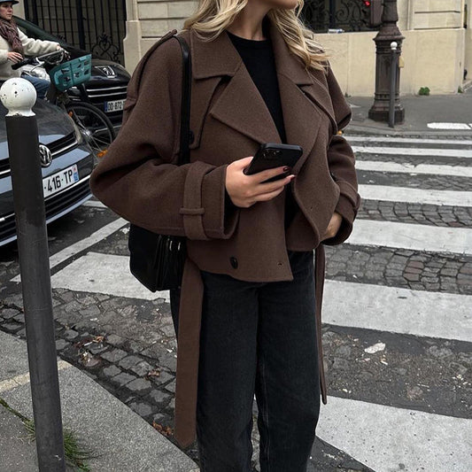 Women's Woolen Elegant Comfortable Collar Long Sleeve Coats