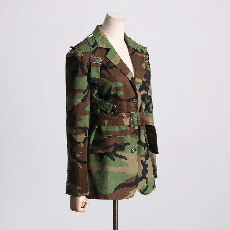 Women's Autumn Street Hipster Camouflage Printed Slimming Blazers