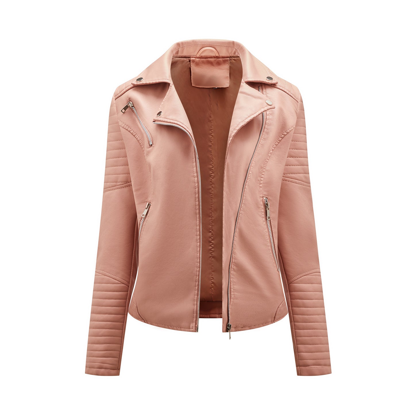 Women's Leather European Slim Lapel Motorcycle Oblique Jackets