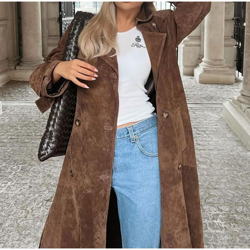 Women's Waist Long Overcoat Outerwear Fashionable Elegant Coats
