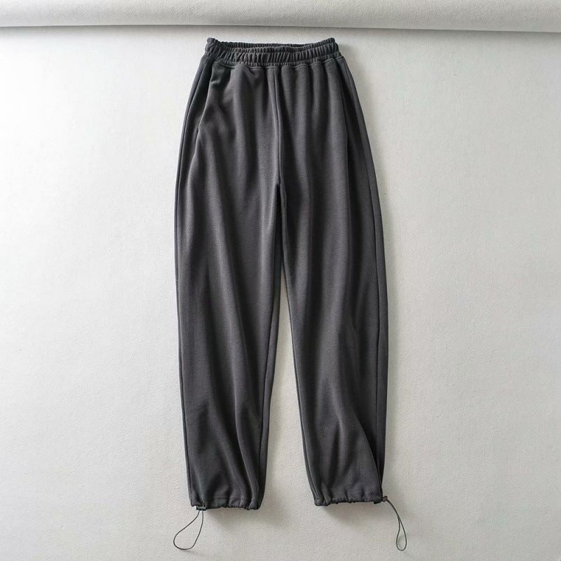 Female Casual Jogger Gray High Waist Pants