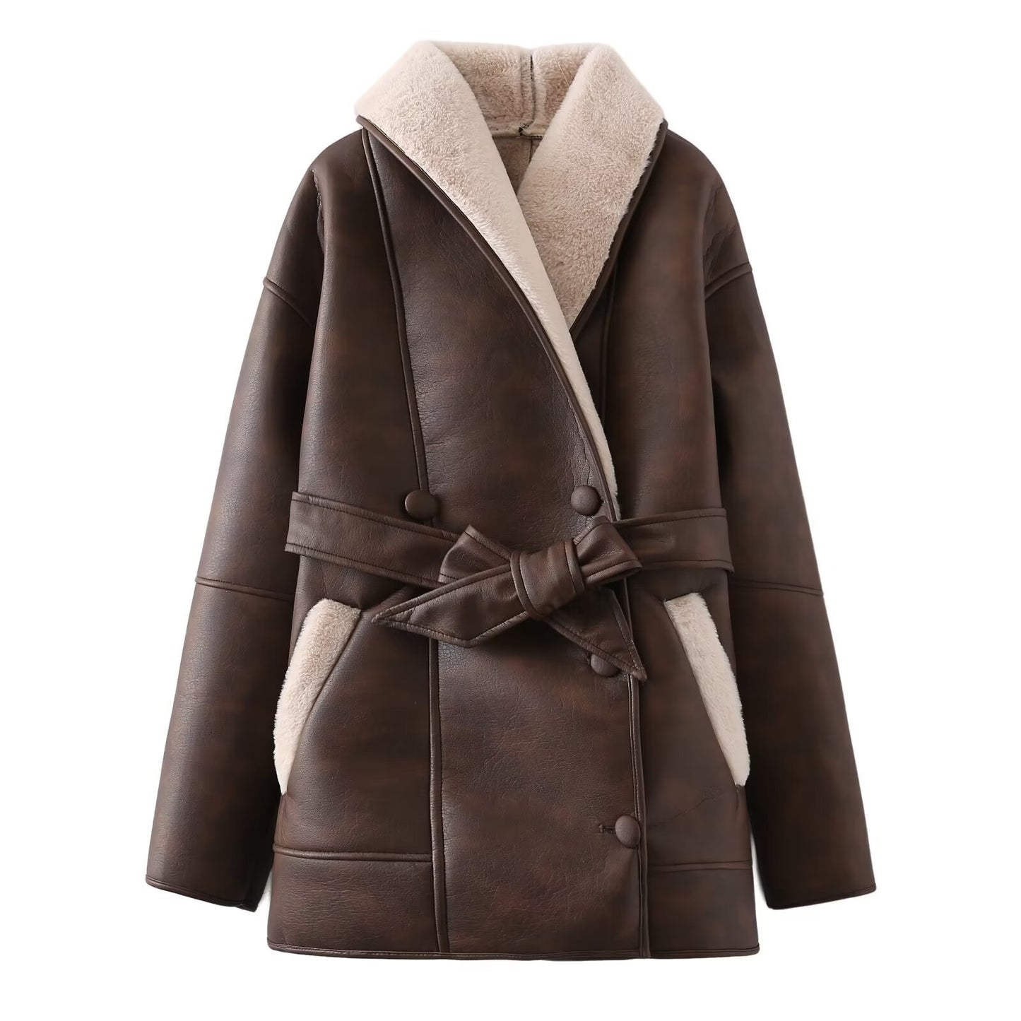 Women's Versatile Street Fashion Fur Trench Coats