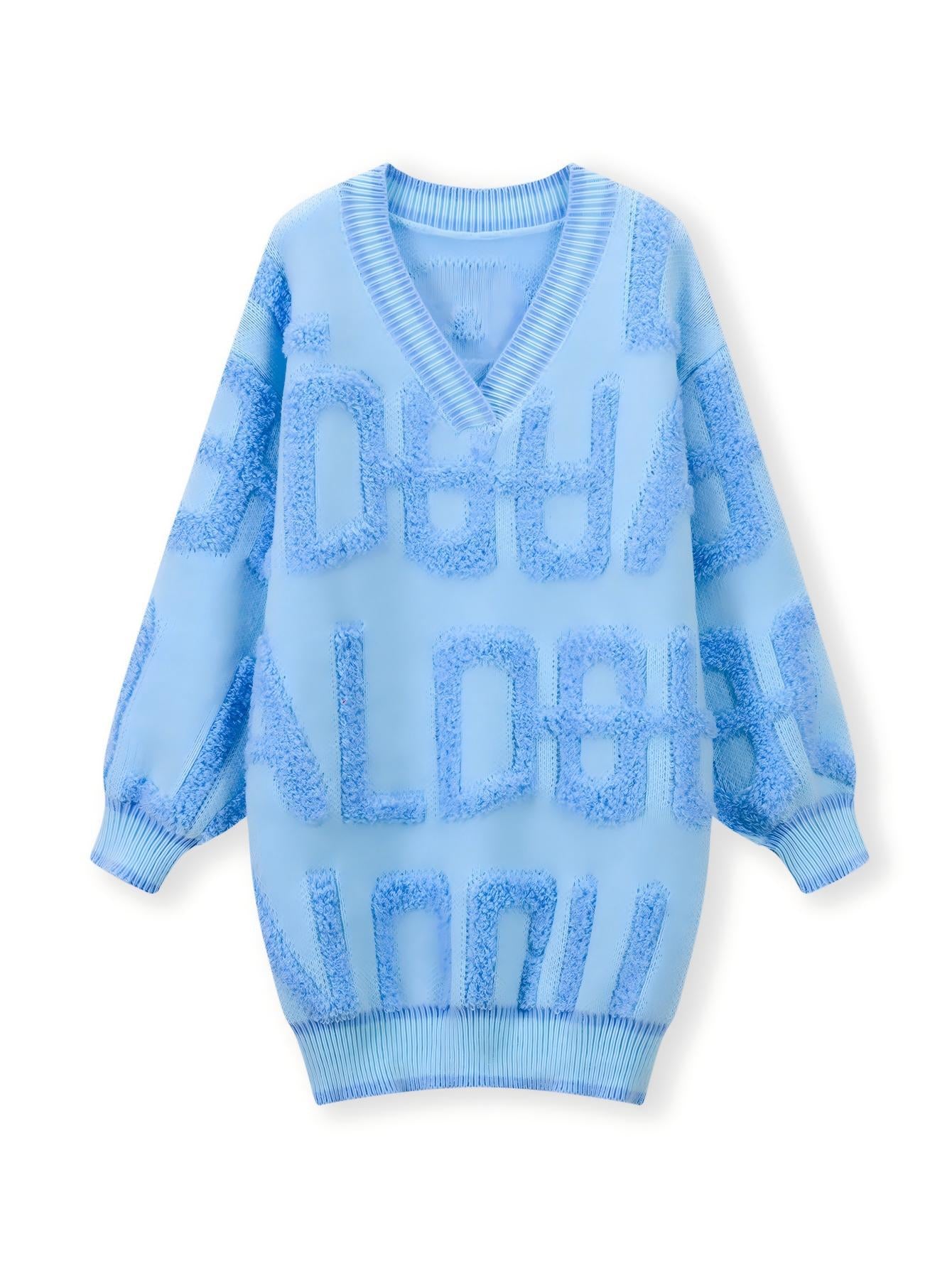 Women's Towel Embroidery Letter Loose Lazy Style Knitwear