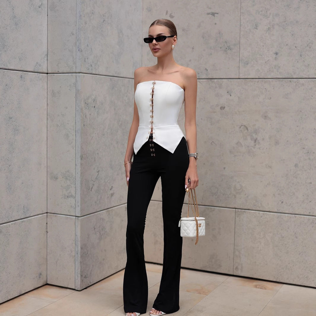 Women's Bra Summer Metal Buckle Sleeveless Sexy Tops