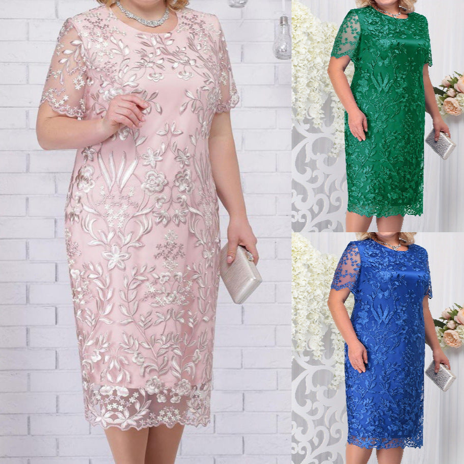 Women's Festival Dress Embroidered Lace Slim Dresses