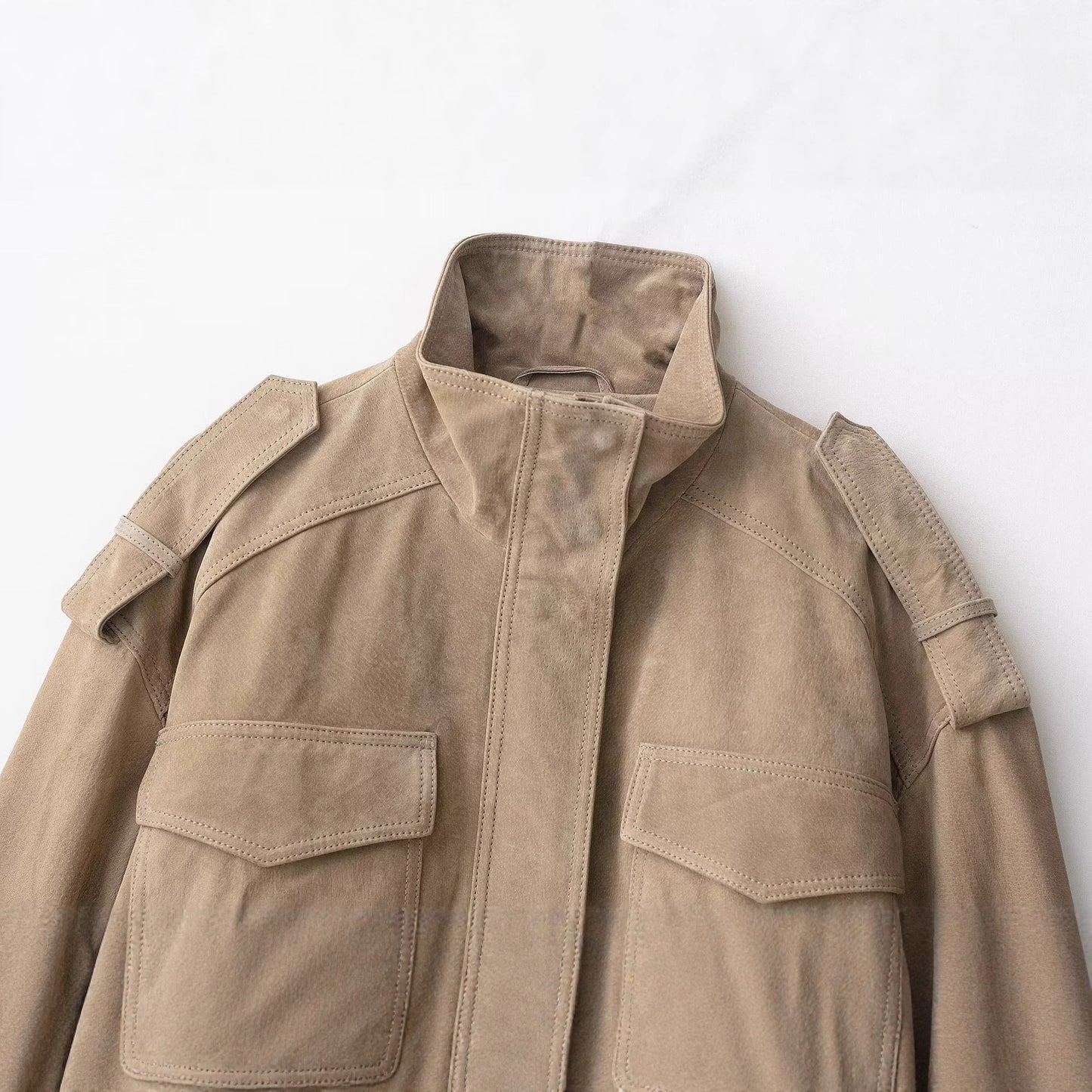 Women's Fashion Elegant Suede Textured Leather Coats