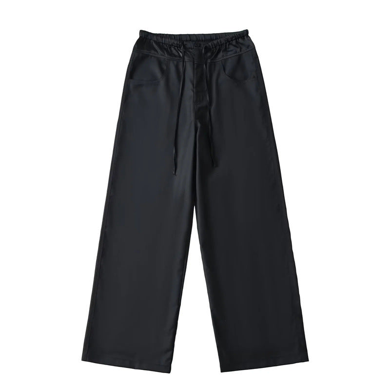 Women's Stitching Low Waist Loose Straight Trousers Pants