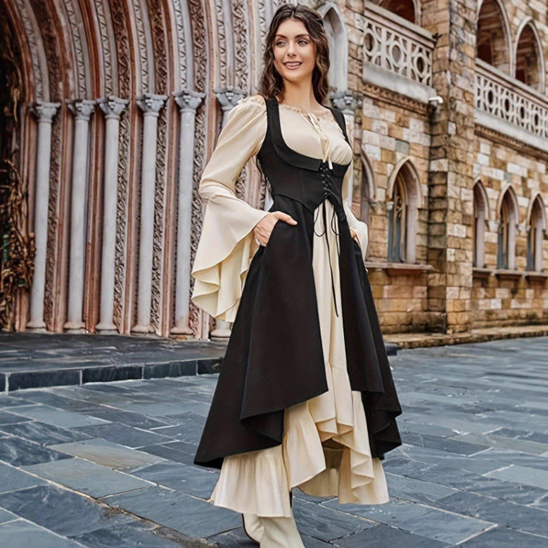 Women's Under Bust Girth Pirate Farmer High Low Dress Clothing