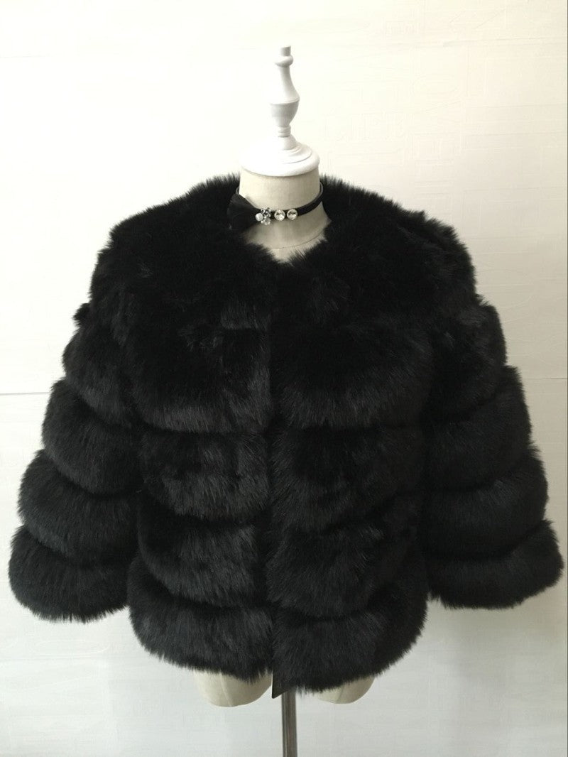 Women's Fur Imitation Fox Faux Long Sleeve Coats