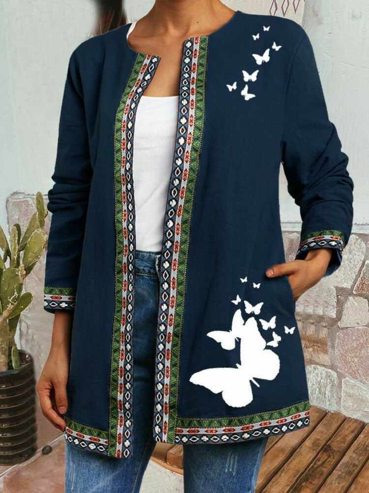 Women's Beautiful Retro Ethnic Print Clothes Cardigans