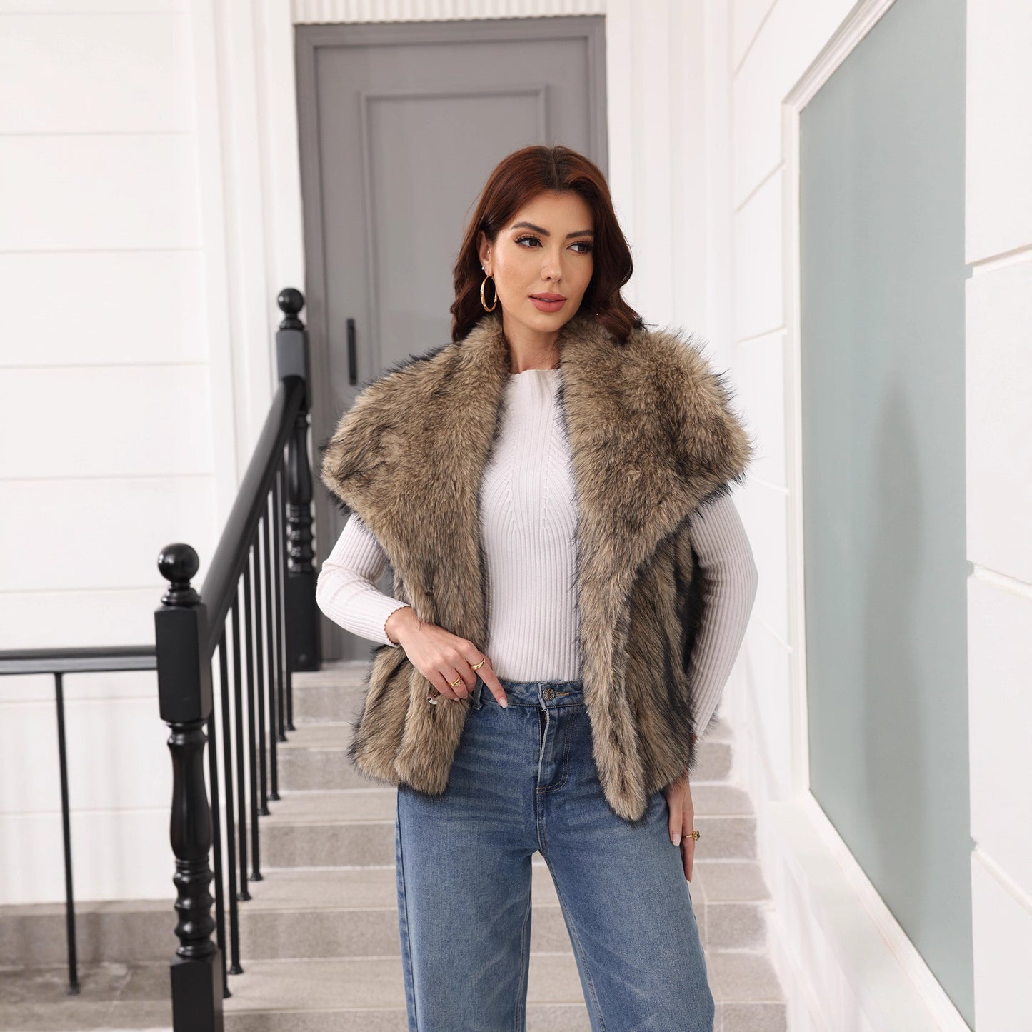 Women's Large Lapel Seven Colors Optional Faux Coats