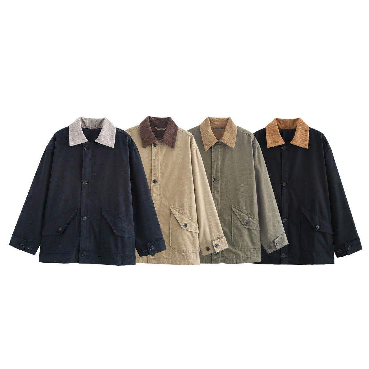 Women's Retro Loose Slimming Canvas Pocket Decoration Jackets