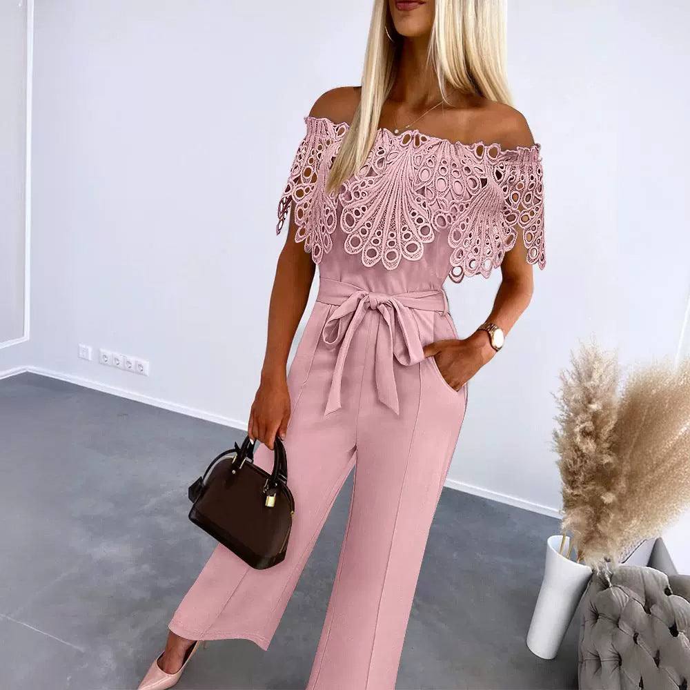 New Summer Lace Book Cloth Belt Pants