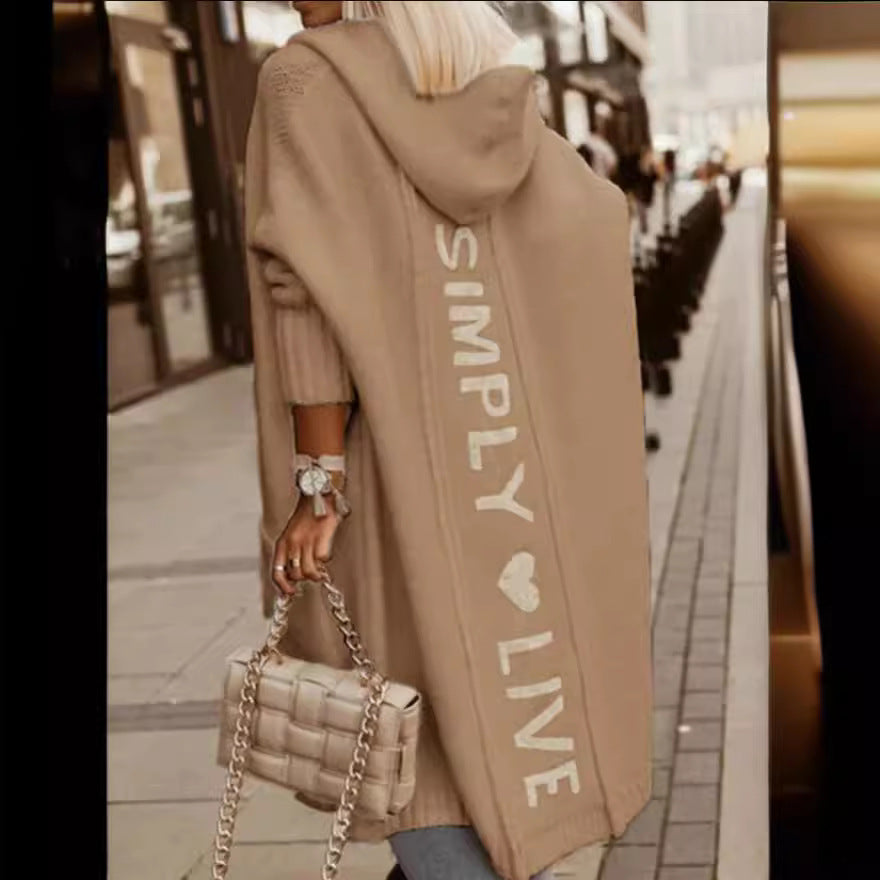 Unique Cool Hooded Loose Knitted Mid-length Jackets