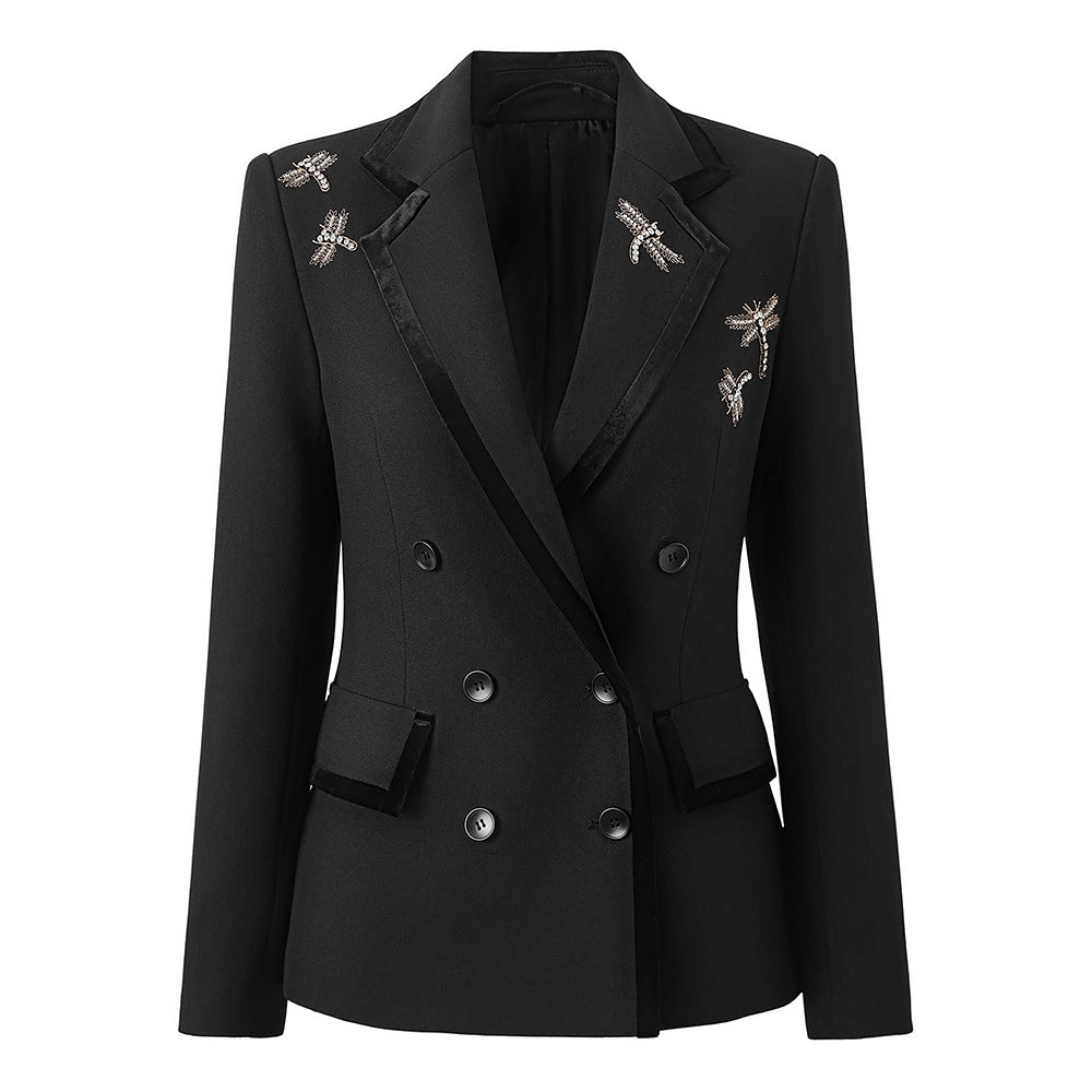 Early Autumn Veet Double-breasted Rhinestone Dragonfly Blazers