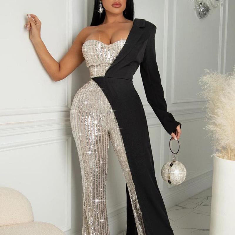 Women's Sier Stitching Sequined Fashionable Sequins Pants