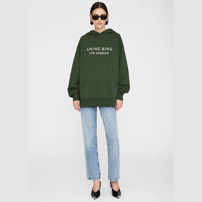 Women's Niche Classic Letter Printing Enzyme Wash Fried Color Distressed Sweaters