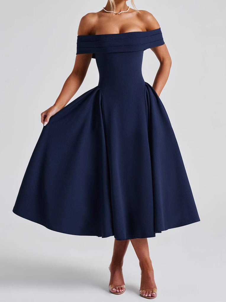 Women's Spring Fashion Sexy Backless Pure Color Dresses