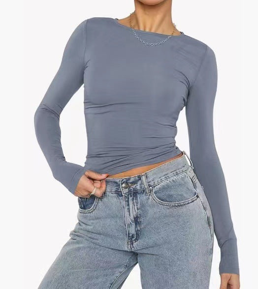 Women's Solid Color Slim Pullover Street Wear Blouses