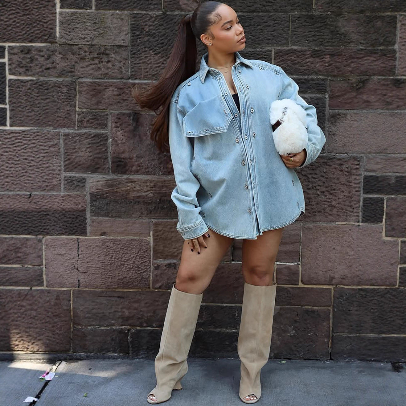 Women's Denim Loose Patch Design Sense Long Jackets