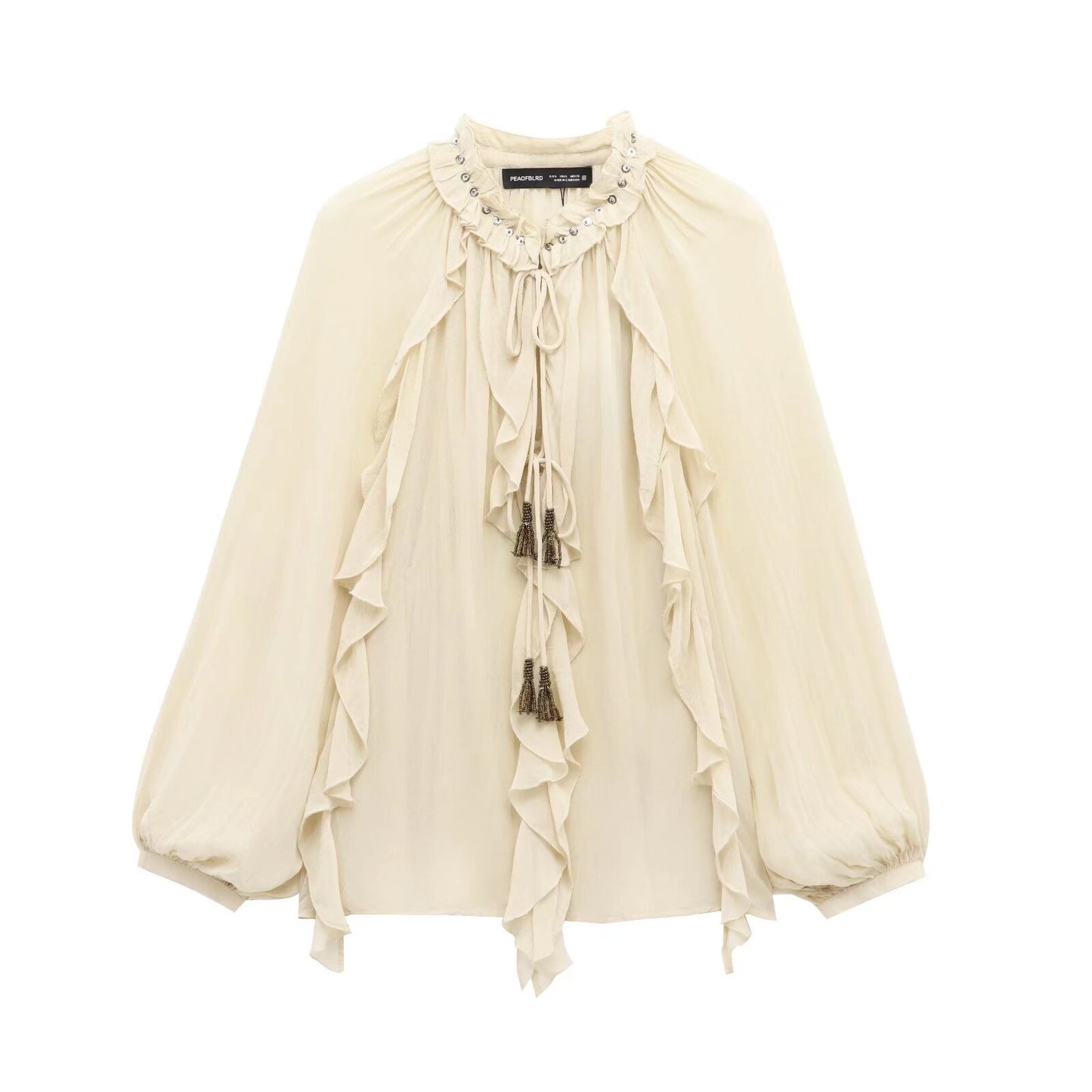 Women's Spring Street Fashion Laminated Decoration Long Blouses