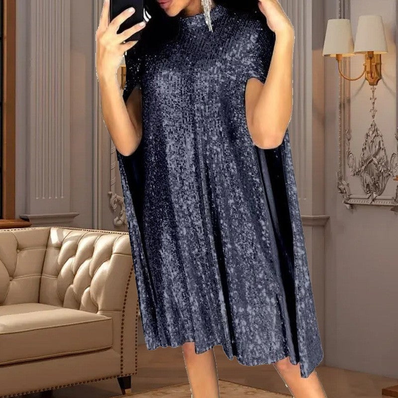 Women's Spring Small Stand Collar Sequins Dress Dresses