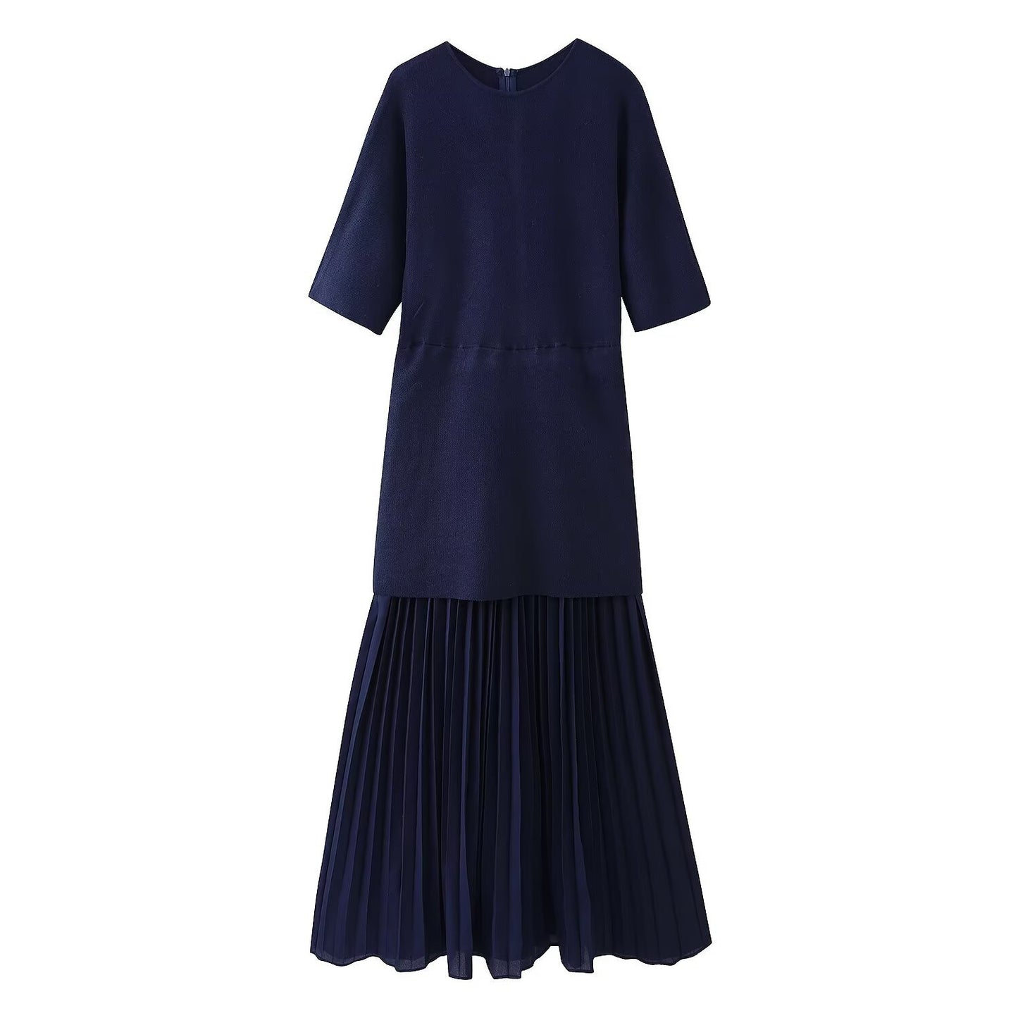 Women's Fashion Wear Knitted Small Pleated Stitching Dresses