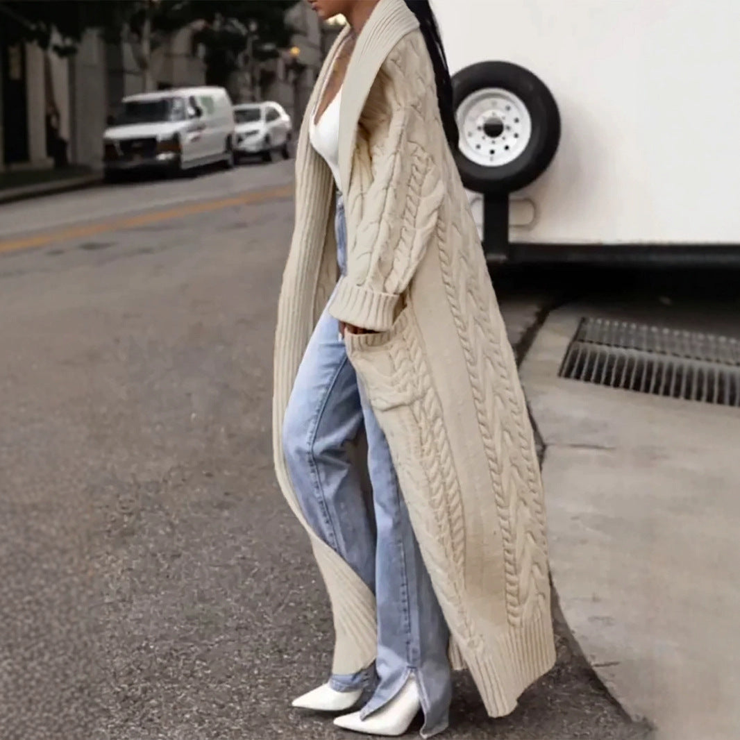 Source Thick Hemp Flowers Large Lapel Sweaters