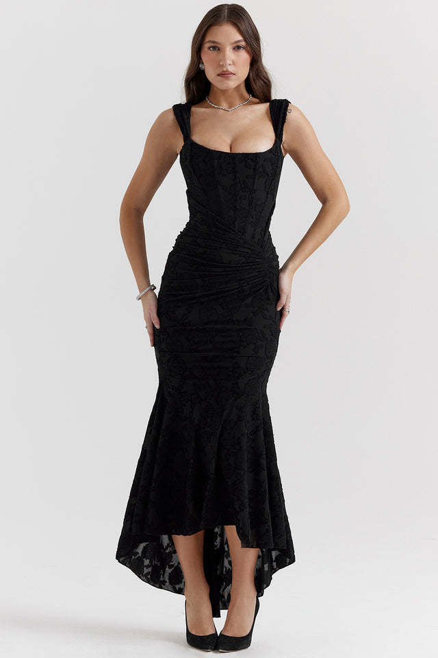 Women's Sexy Sleeveless Solid Color Fishbone Long Dresses