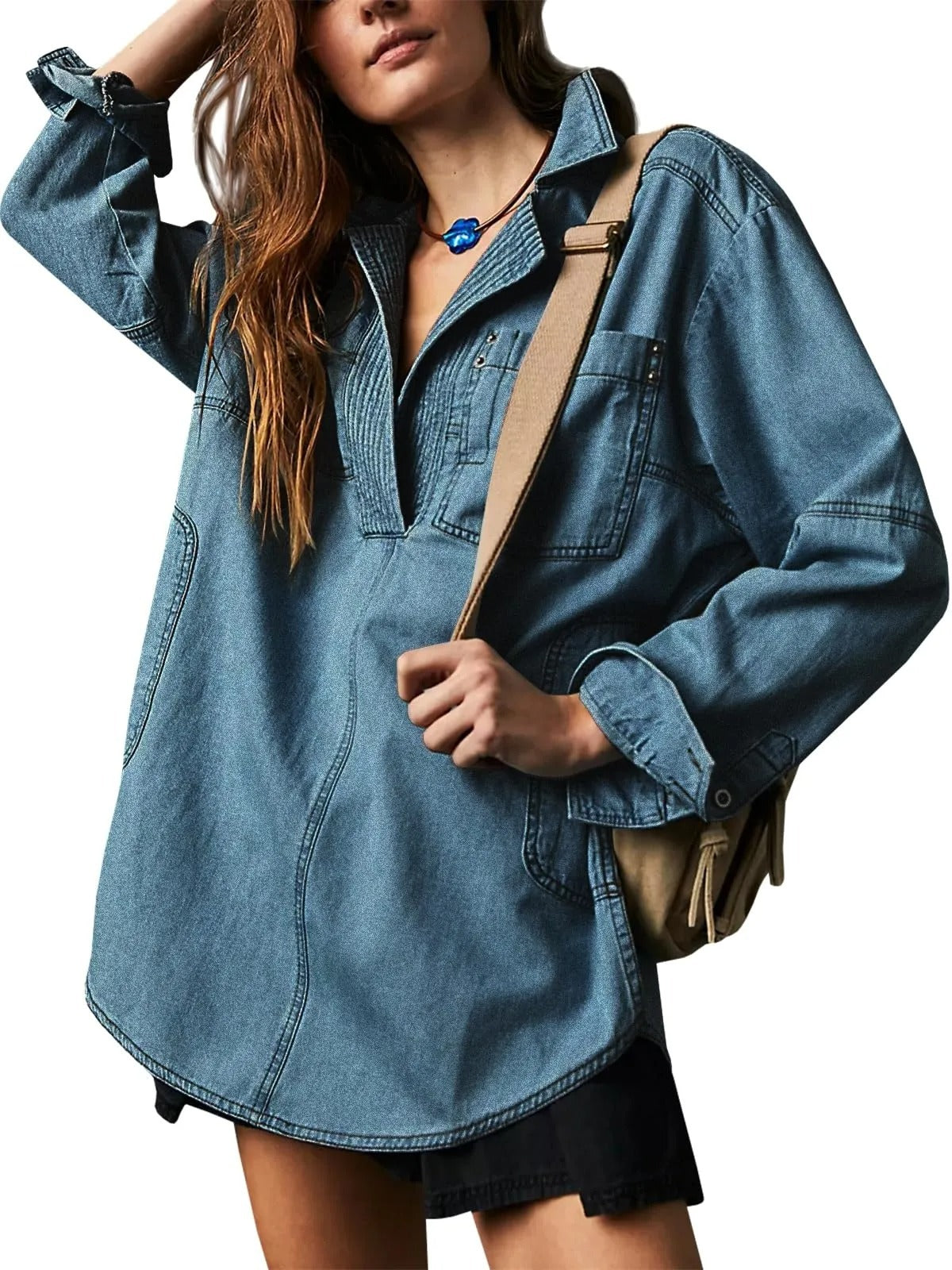 Women's Lapel Fashionable Casual Figure Flattering Denim Jackets