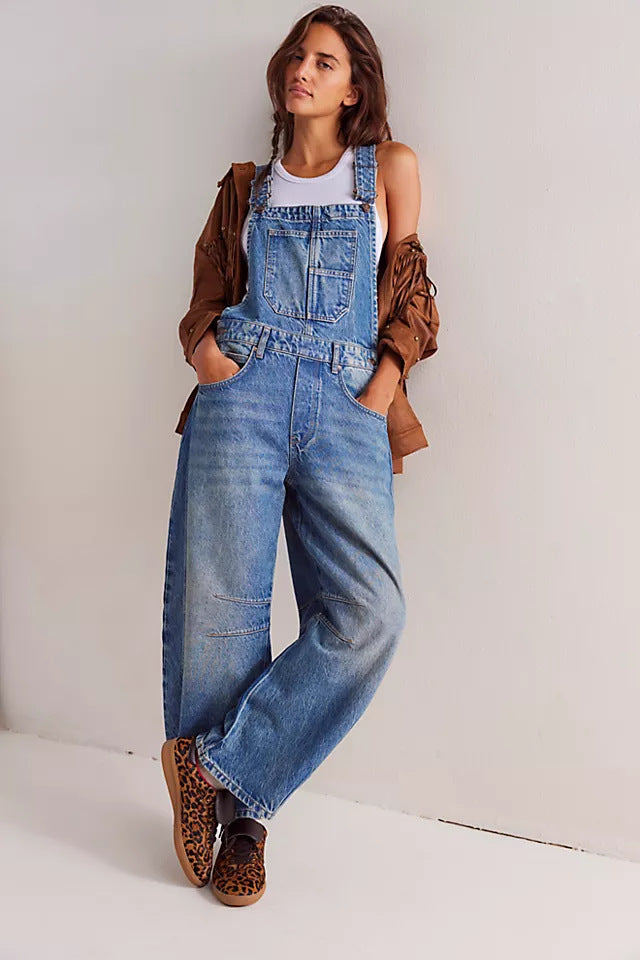 Street Washed-out Vintage Loose Straight Cargo Jeans